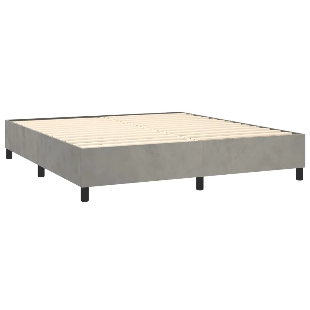Giroletto a Molle con Materasso Grigio Chiaro 200x200cm Velluto 3137803