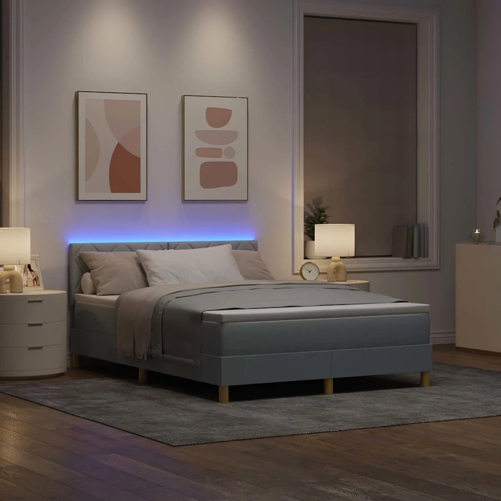 Letto a Sorgente LED Grigio chiaro 160 x 200 cm Tessuto 3342527