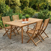 Set di 2 sedie pieghevoli da giardino Simo in legno di acacia, con dettagli in alluminio (56x53x92 cm)