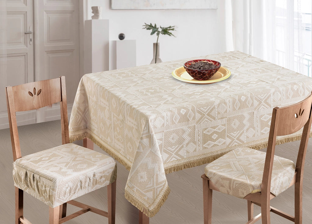 Copritavolo Salotto/Cucina Jacquard Modello Mexico Made In Italy - 140x140 - Rosa Antico
