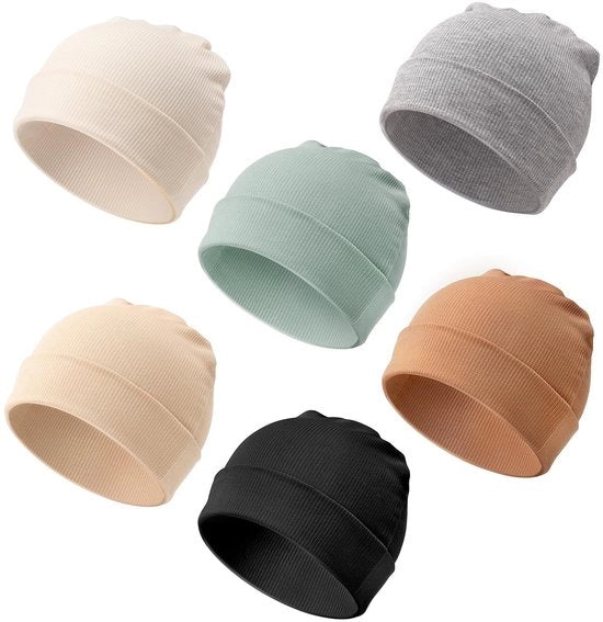 Set di Cappelli per Bambini da 6 pezzi - Cappelli di Lana soffici - Cappelli Piani - Ideali per Neonati/Bambini in Età Prescolare - Regalo Perfetto - Comodi e Elastici