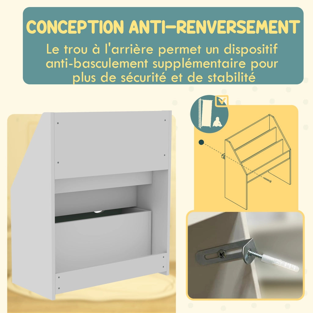 Libreria bambini con cassetto e 3 ripiani ¨C Minimal ¨C verde 62.5x30x70 cm
