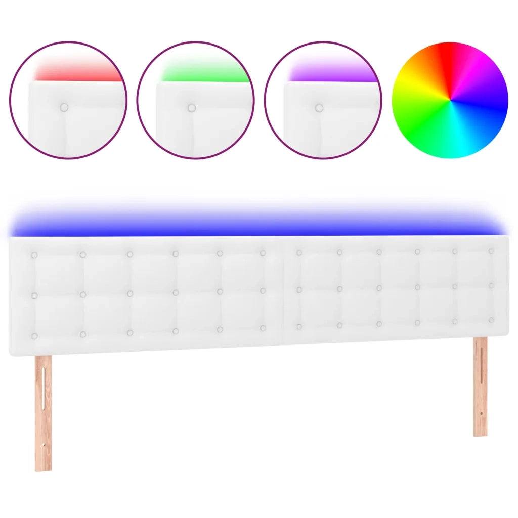 Testiera Bianca a LED 180x5x78/88 cm in Similpelle 3121715