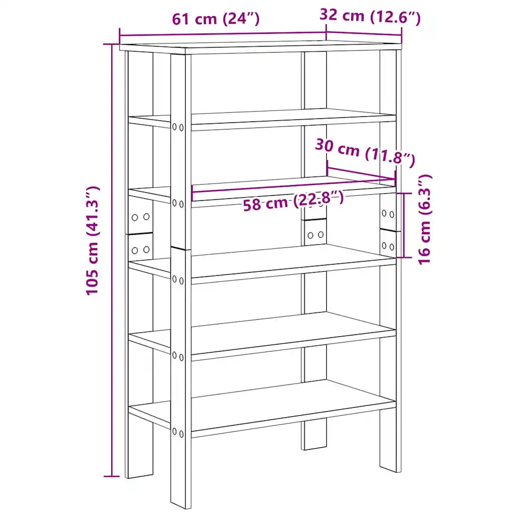 Scarpiera-Scaffale per scarpe Bianca 61x32x105 cm in Truciolato