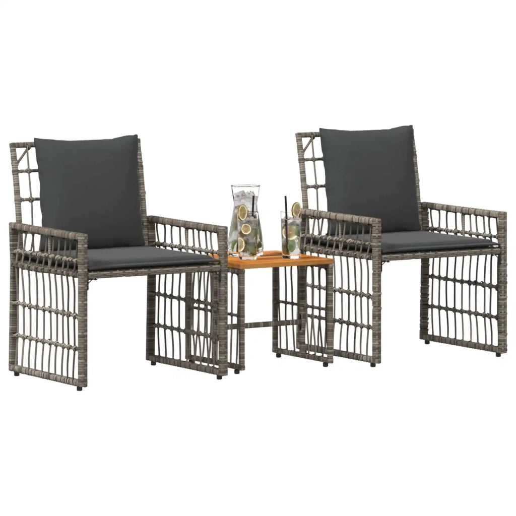 Set di Mobili da Esterno 3 pcs Nero e Grigio scuro 42025141