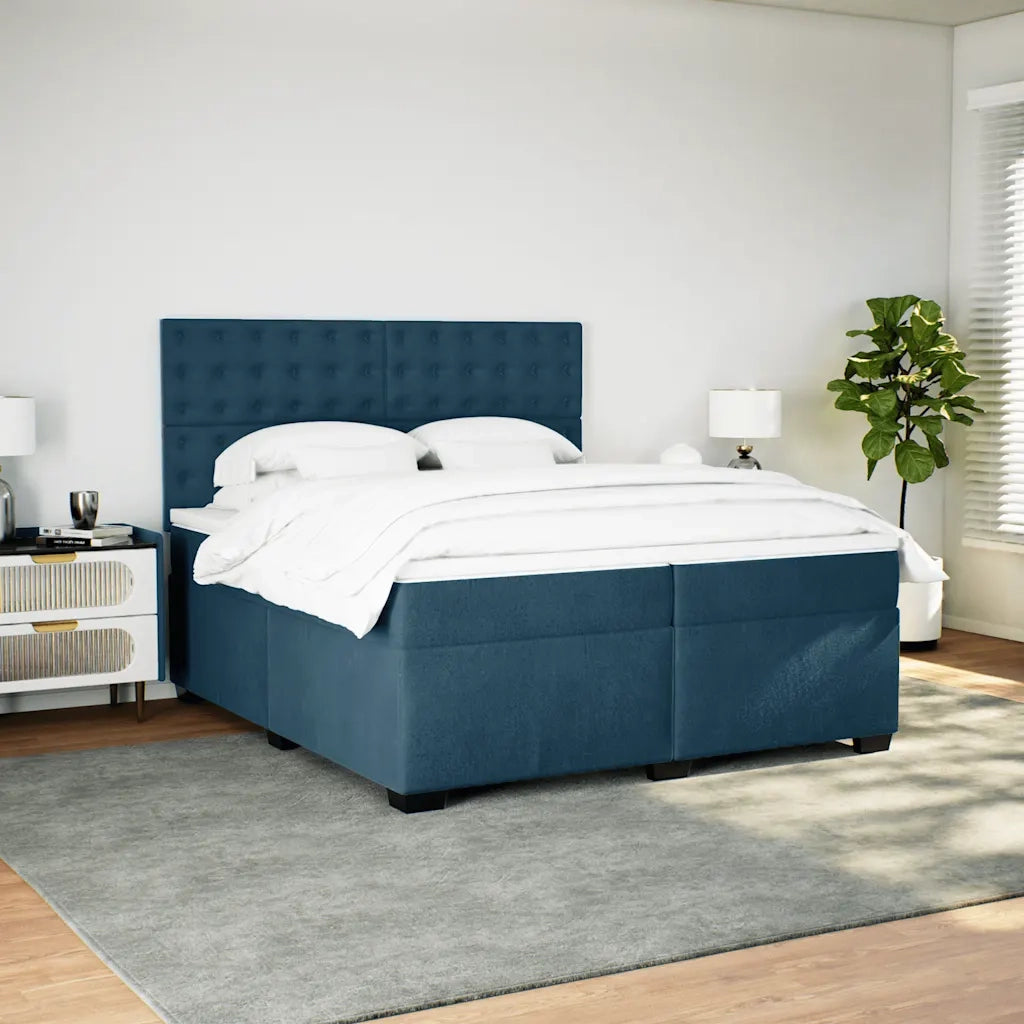 Giroletto a Molle con Materasso Blu 200x200 cm in Velluto