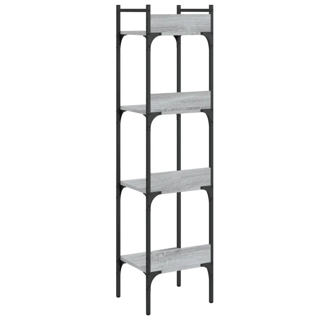 Libreria 4 Ripiani-Scaffale per Libri-Mobile di Stoccaggio Grigio Sonoma 35x30x138,5cm Legno Multistrato