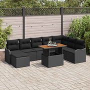 Set Divano da Giardino con cuscino con archiviazione 9 pcs Nero