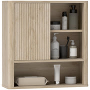 Mobile bagno a parete con ripiani regolabili ¨C Xylo ¨C legno naturale con ante scorrevoli