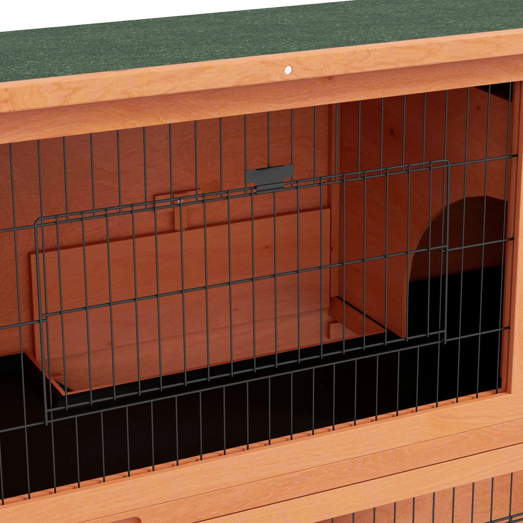 Casetta per Piccoli Animali ¨C Xylo ¨C Legno, 2 Vasche, Resistente alle Intemperie, 123x63x112 cm, Arancione