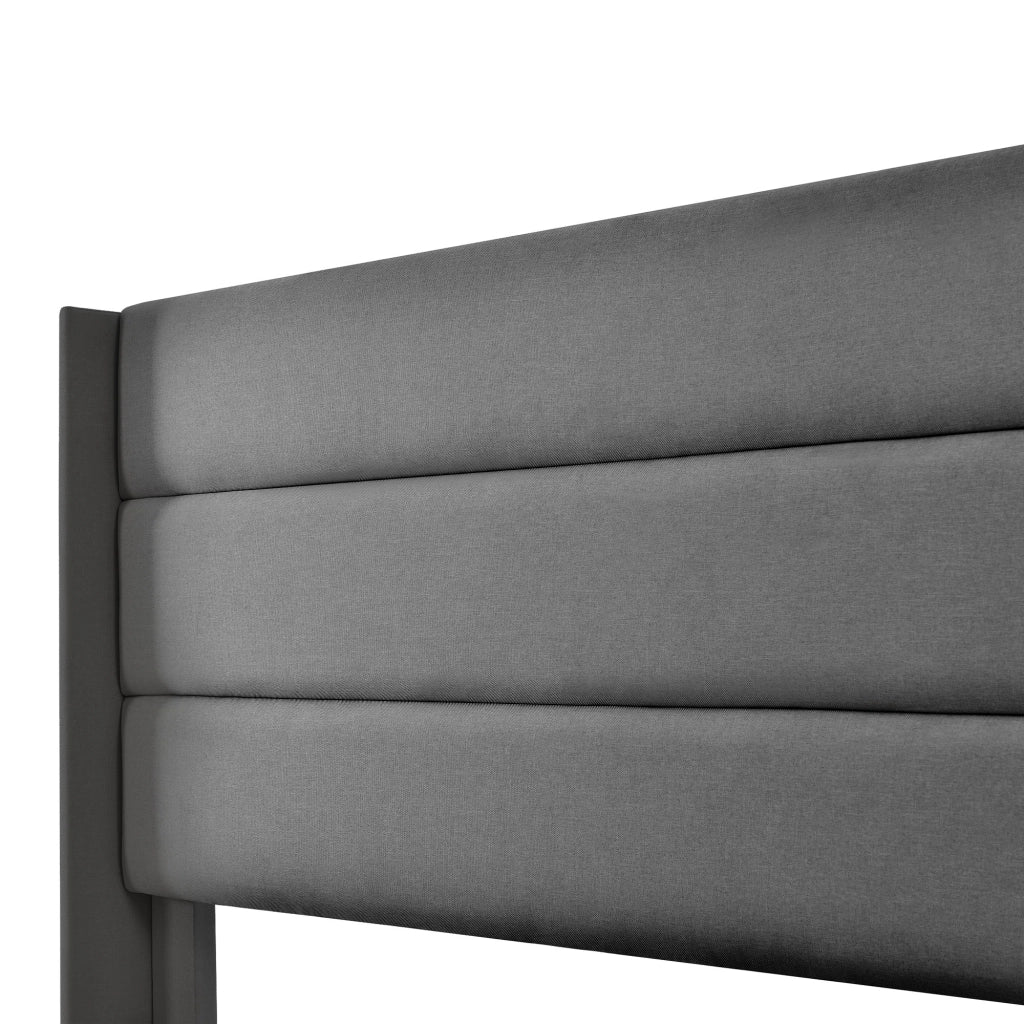 letto imbottito lino grigio 160 x 200 cm