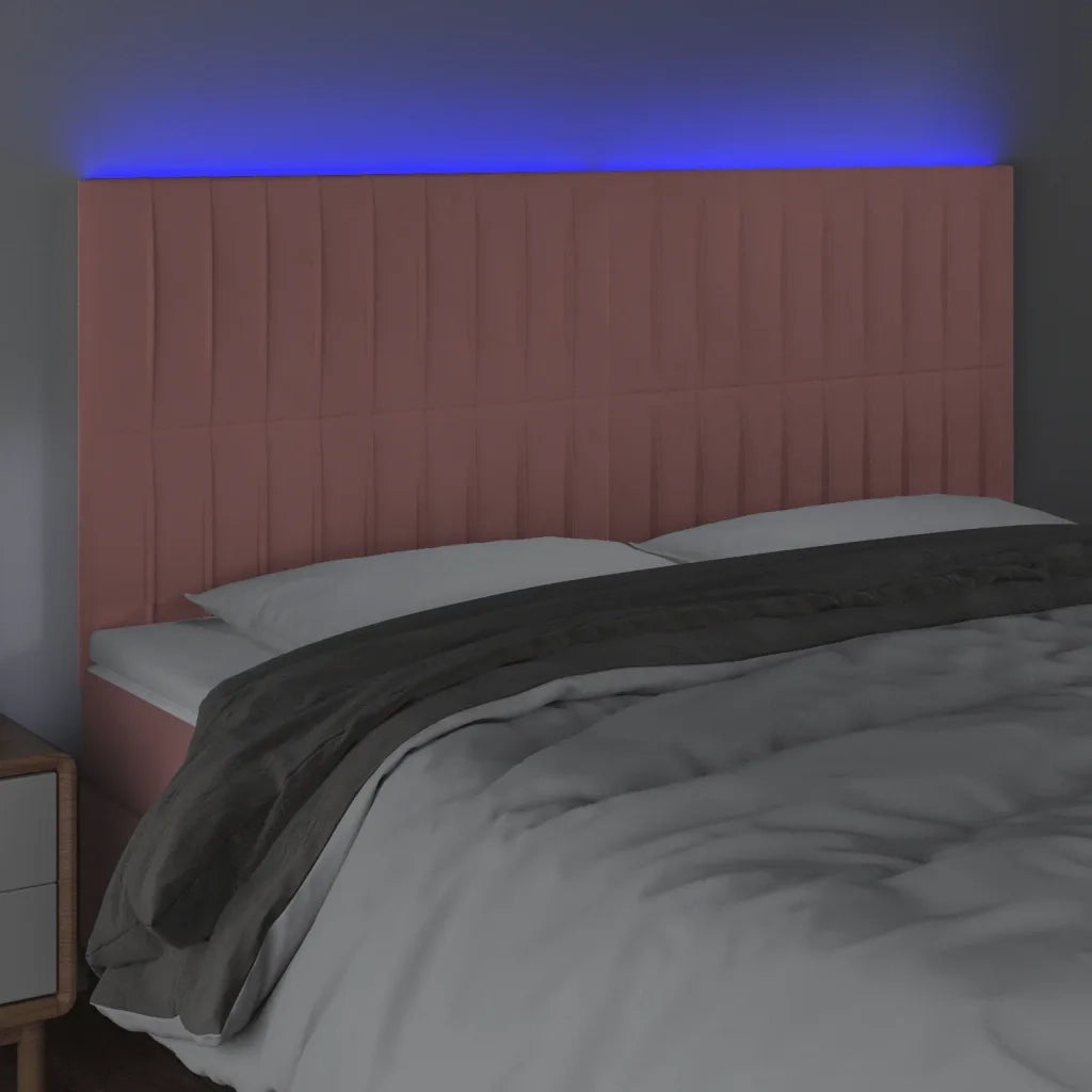 Testiera | Testata a LED Rosa 160x5x118/128 cm in Velluto