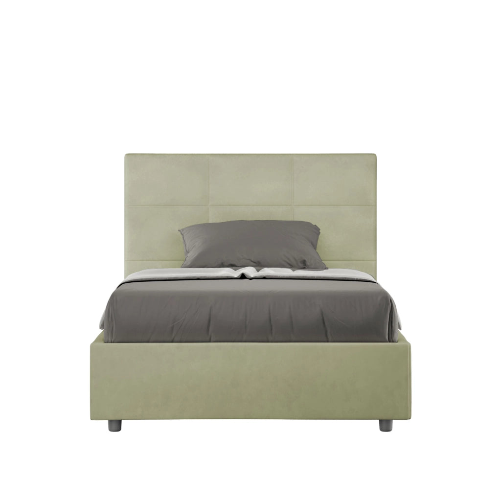 BS COM Letto una piazza e mezza senza rete imbottito 120x190 microfibra tè verde