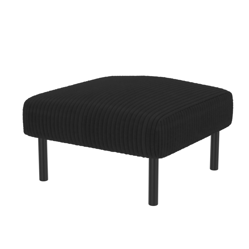 Set divano 3 pezzi in corda nero con divano 2 posti, poltrona e pouf, tasca laterale