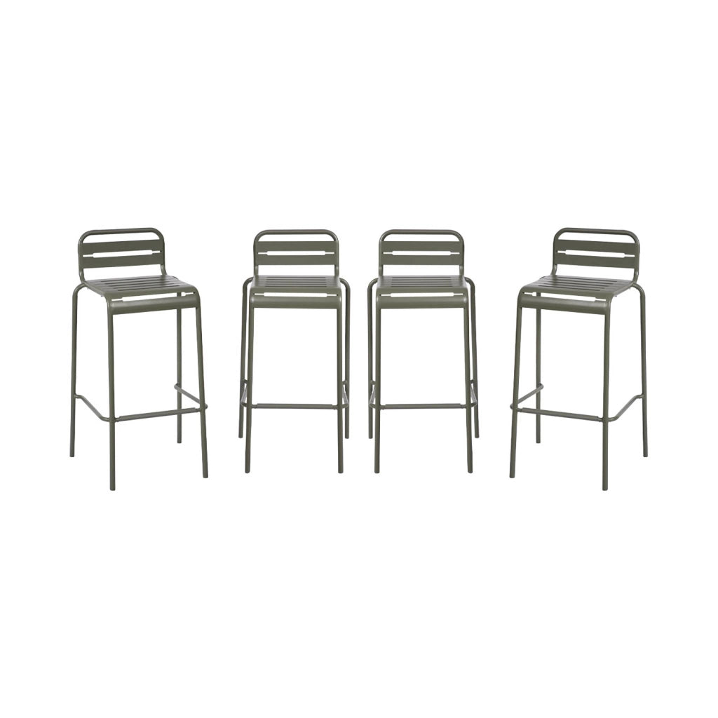 set 4 sedie alte bistrot in acciaio, verde kaki