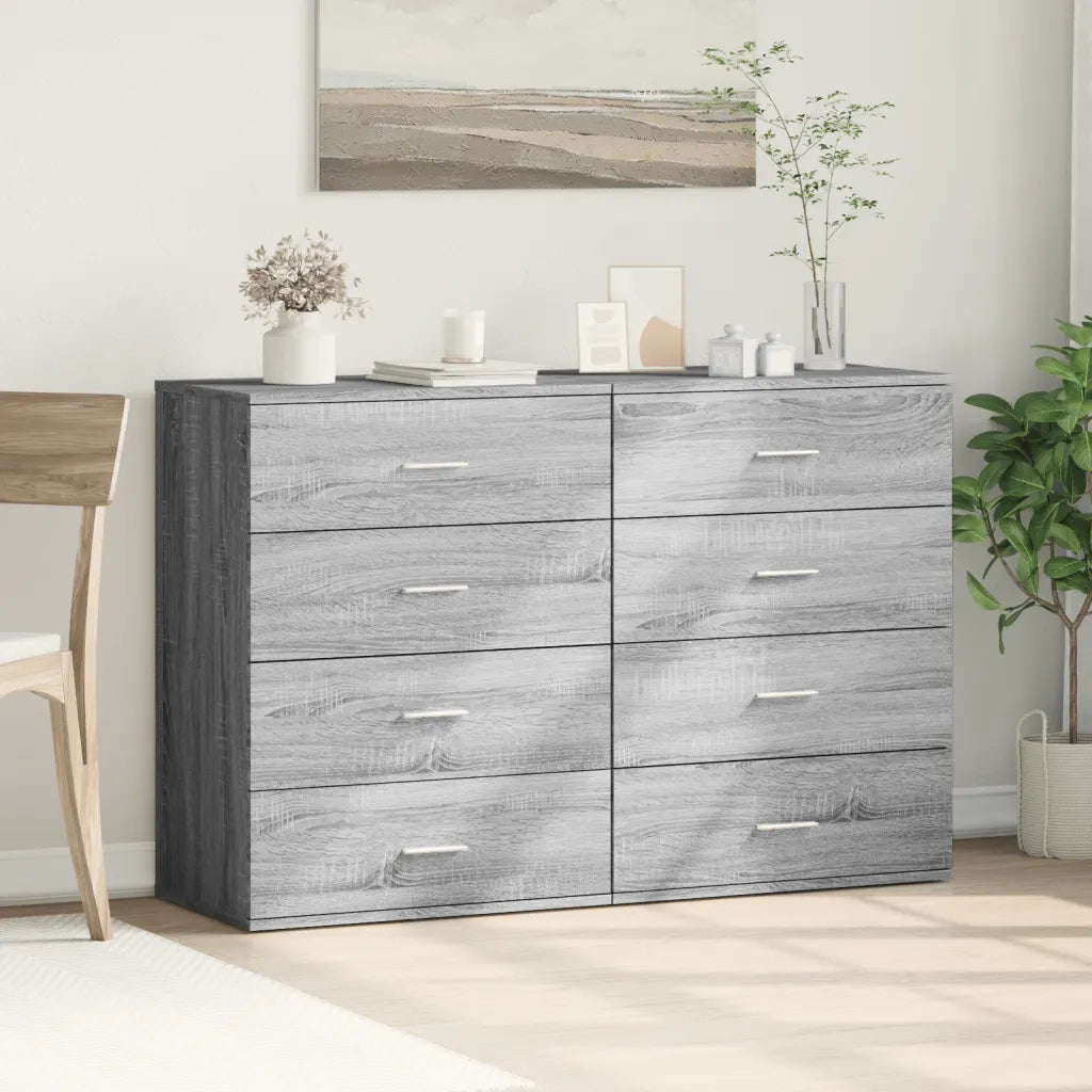 Credenze 2 pz | Madia | Buffet da pranzo | Armadio da pranzo Grigio Sonoma 60x39x80 cm in Legno Multistrato