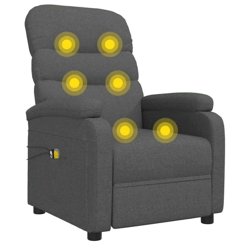 Poltrona Massaggiante Elettrica Grigio Scuro in Tessuto 3073695