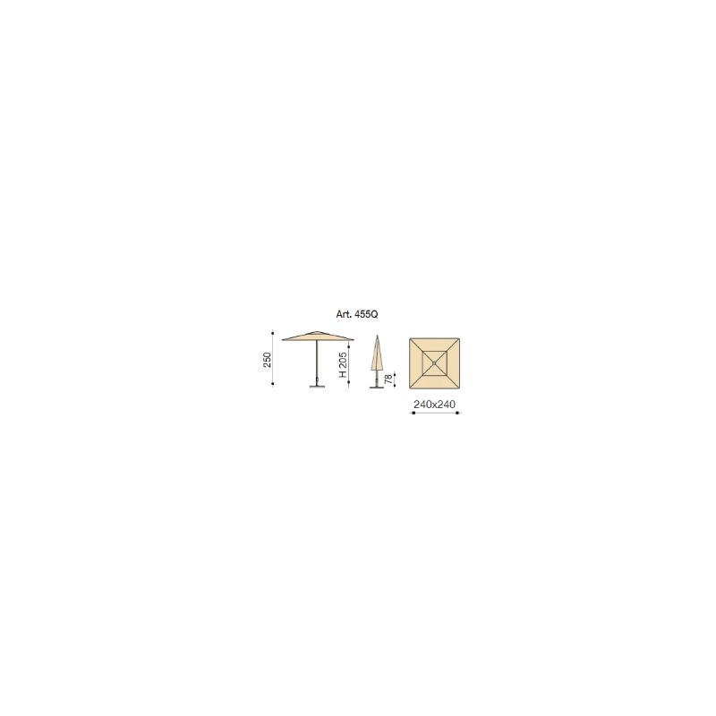 Ombrellone a palo centrale Trend 240x240 cm Made in Italy - Talpa