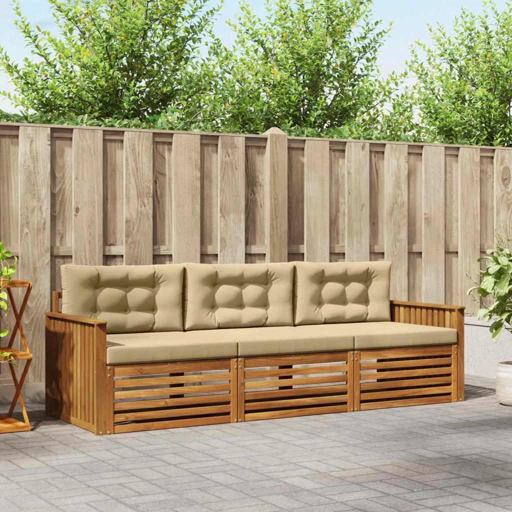 Set di divani da esterno con cuscino 3 pcs Naturale e Beige 3372938
