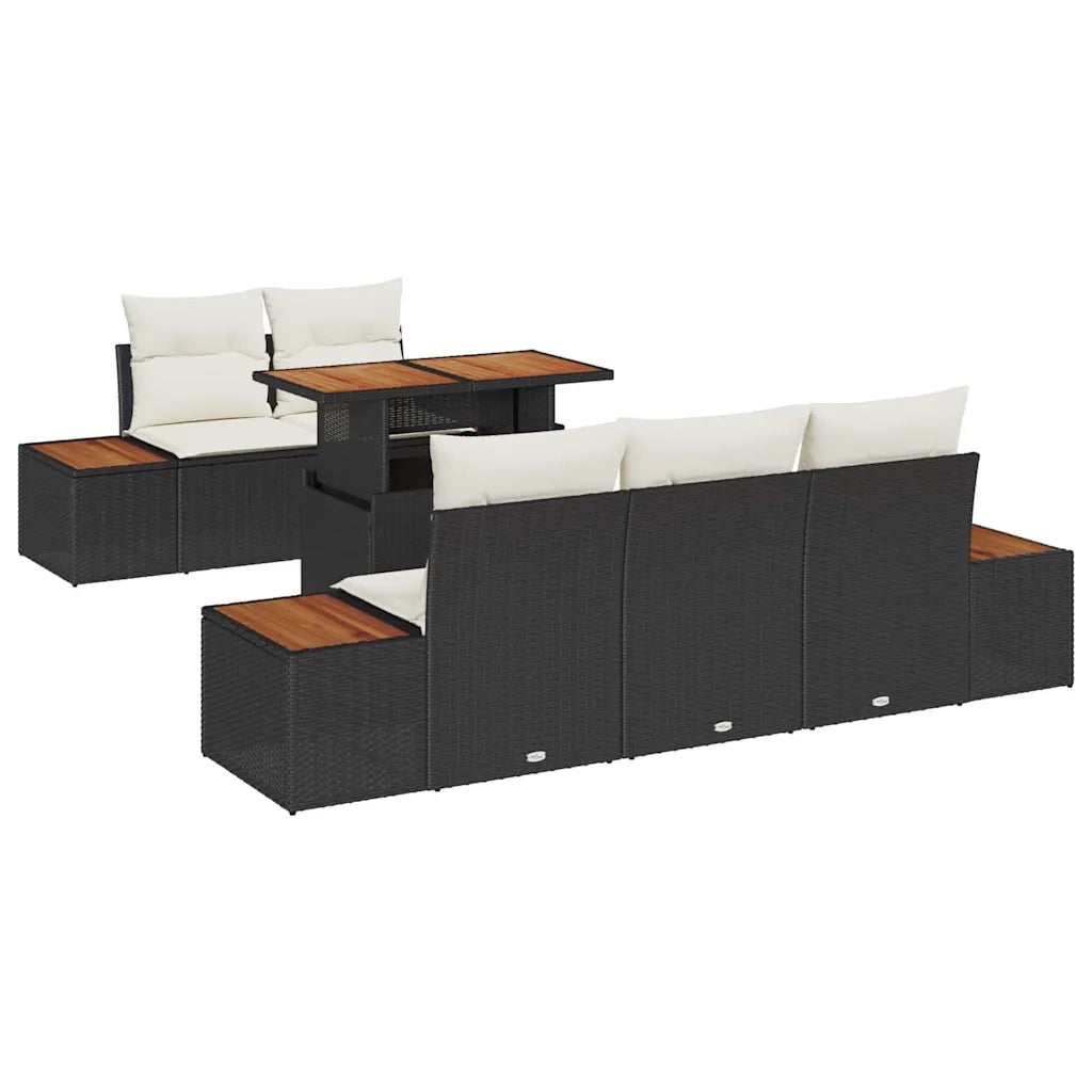 Set da Pranzo per Giardino con cuscino 6 pcs Nero e Beige 3350024