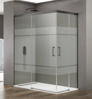 Box doccia angolare BASIC apertura al vertice 90x90 cm (85-90/85-90) titanio vetro satinato