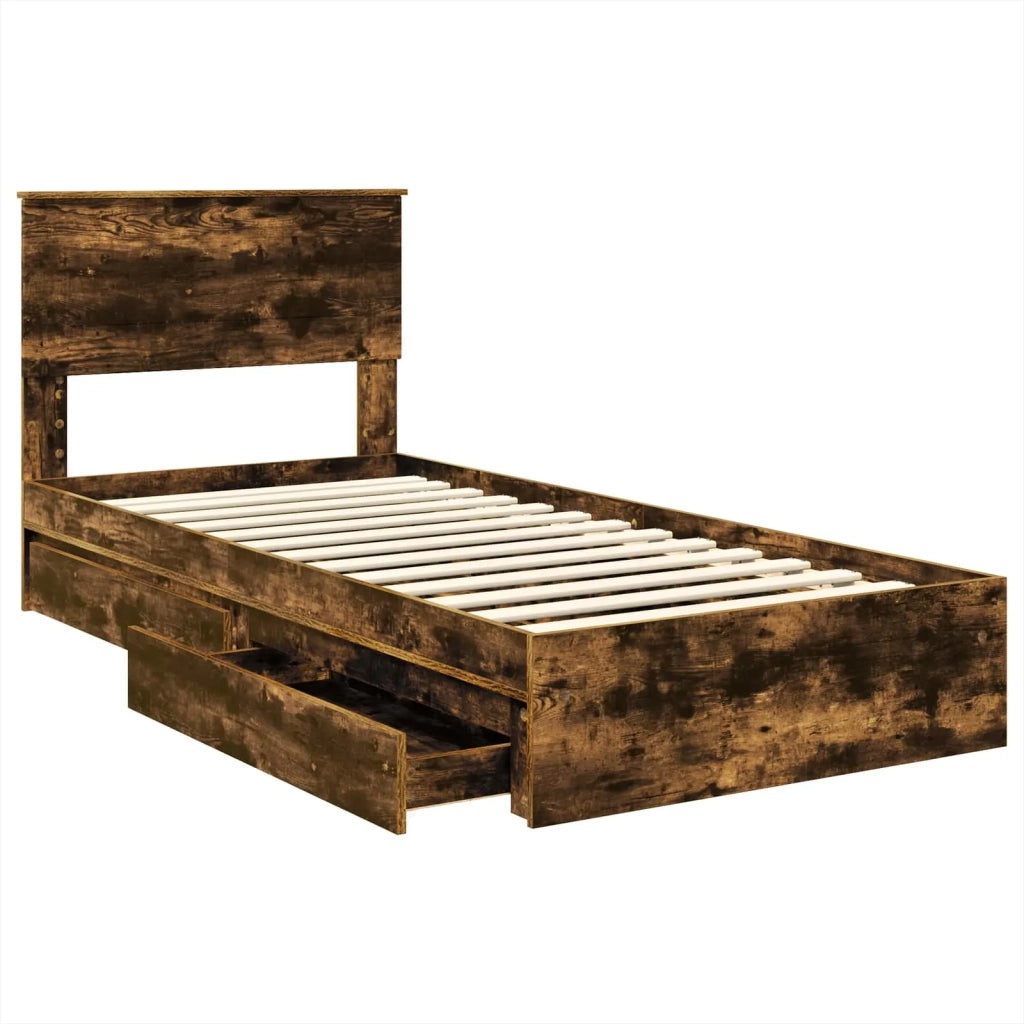 Letto con Contenitore Rovere fumé 75 x 190 cm Legno multistrato
