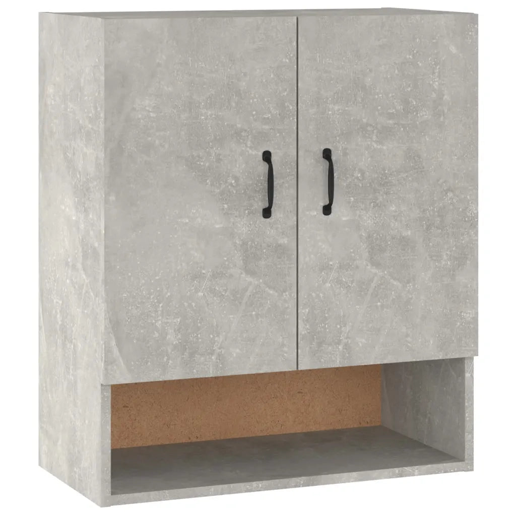 Mobiletto a muro pratico e dal design moderno 60 x 31 x 70 cm con spazio contenitivo ottimizzato in legno grigio cemento 02_0048048