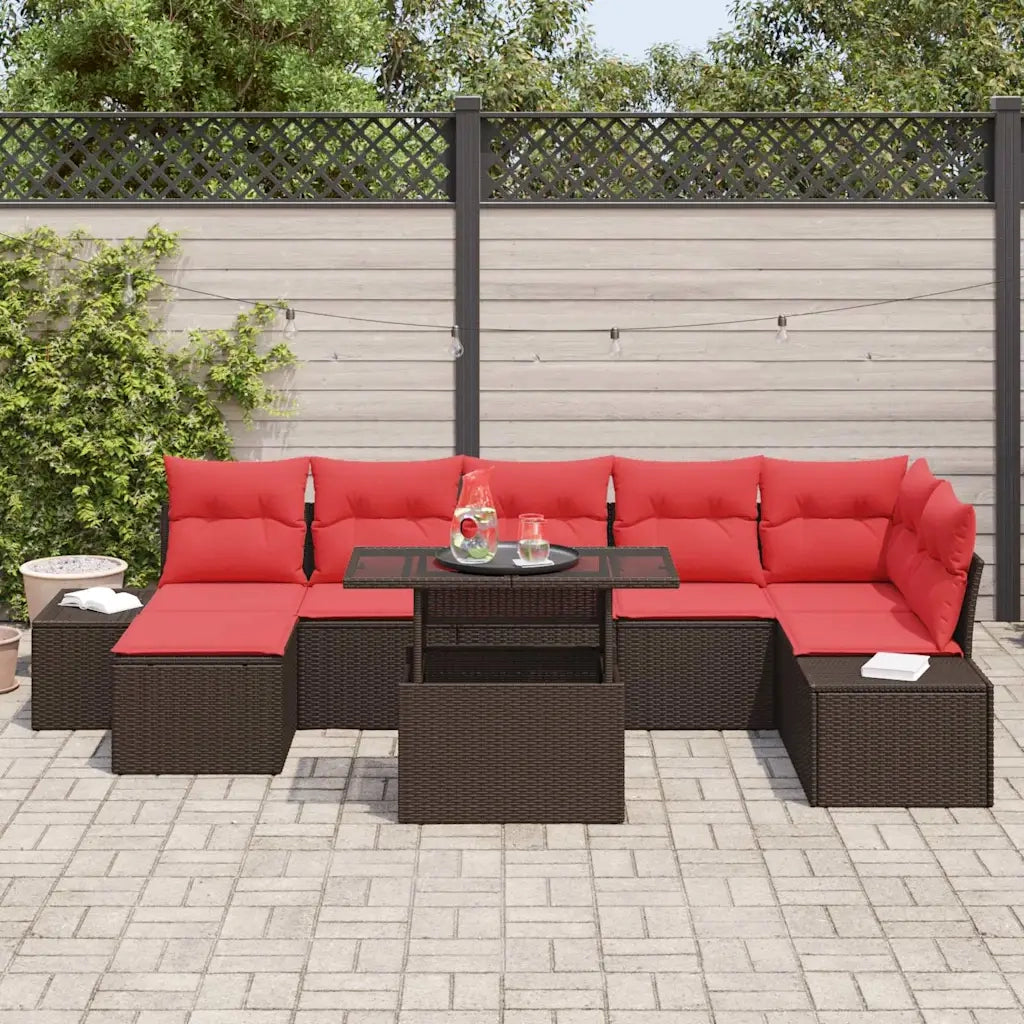 Set Divano da Giardino 8 pz Marrone polyrattan 3357967
