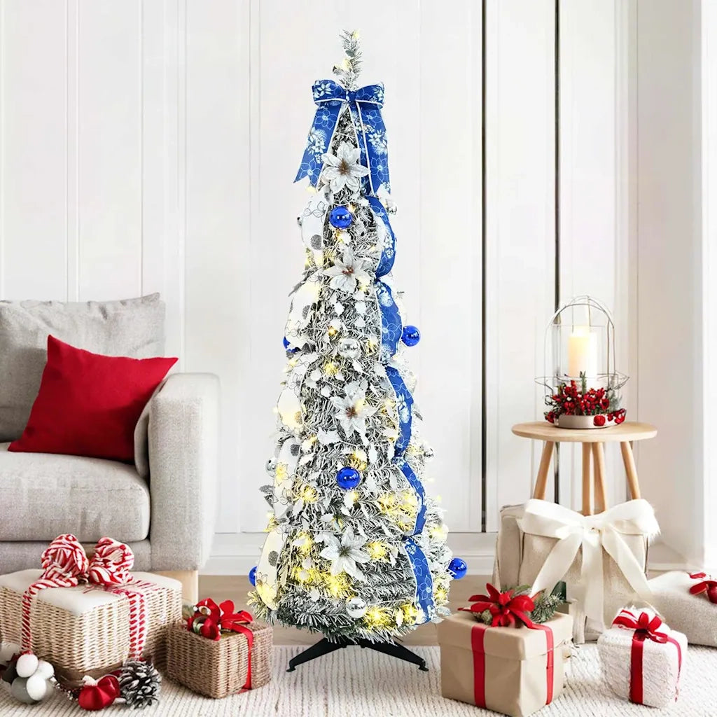 Albero di Natale | Decorazioni natalizie artificiale con 100 LED Bianco 150 cm PVC