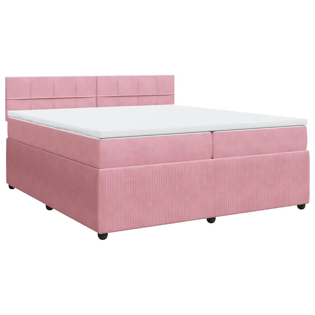 Giroletto a Molle con Materasso Rosa 200x200 cm in Velluto