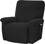 Set di coprifuori per divano elastico, set di coprifuori morbidi per divano, coprifuori per divano spessi, coprifuori per divano con tasche jacquard (nero)