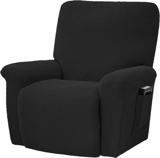 Set di coprifuori per divano elastico, set di coprifuori morbidi per divano, coprifuori per divano spessi, coprifuori per divano con tasche jacquard (nero)