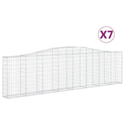 Cestini gabbioni recinzione a gabbia muro di contenimento ad arco 7 pezzi 400 x 30 x 100/120 cm ferro zincato argento 02_0041118