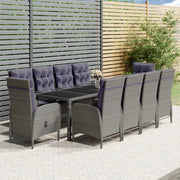 Set Pranzo da Giardino 11pz in Polyrattan Grigio