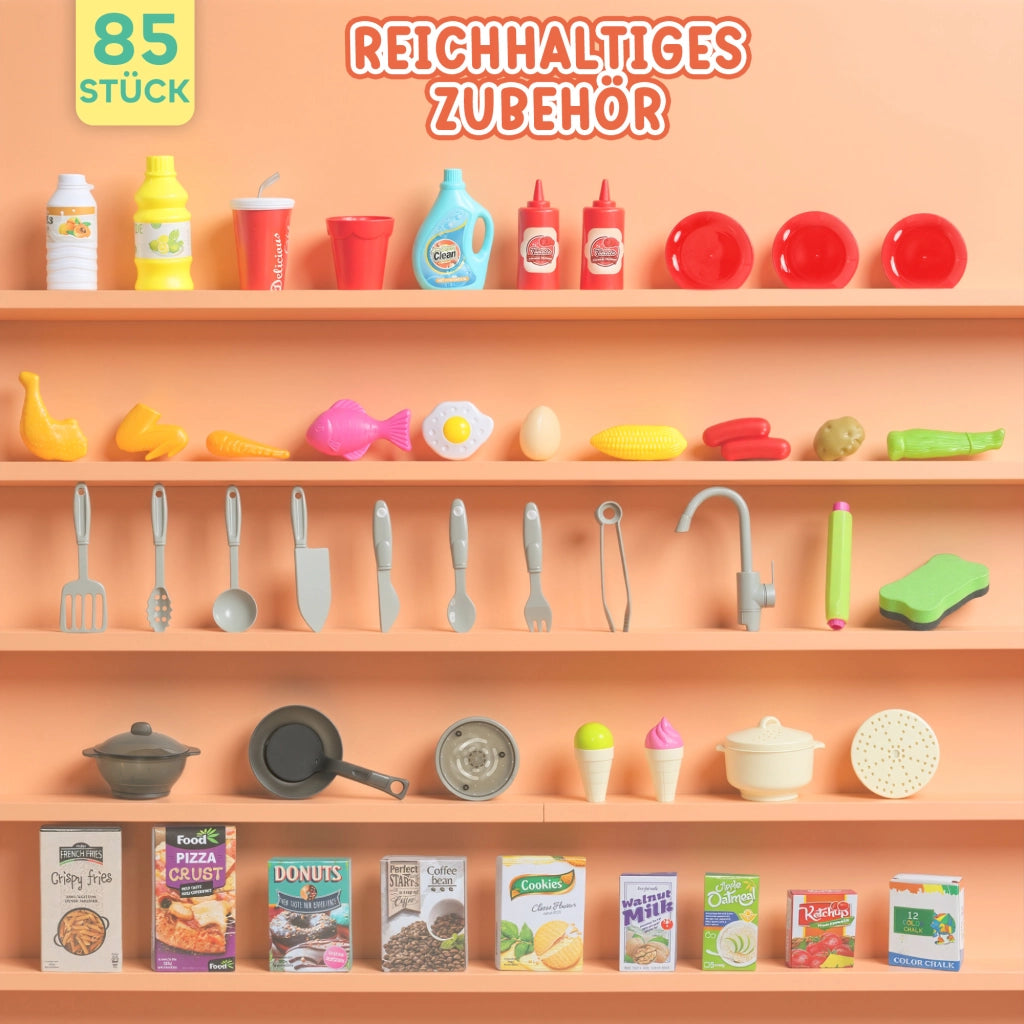 Cucina Giocattolo per Bambini ¨C Minimal ¨C Verde, Plastica, 85 Pezzi