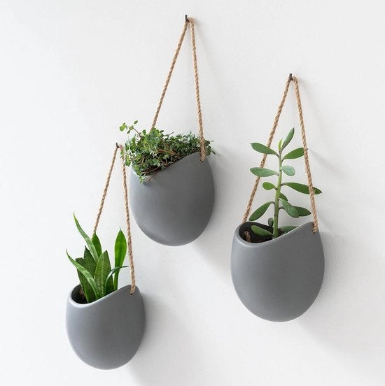 Pannelli Ceramici Sospesi - Set da 3 pezzi - Decorazione per Parete per Interno, Balcone e Giardino - Grigio Opaco