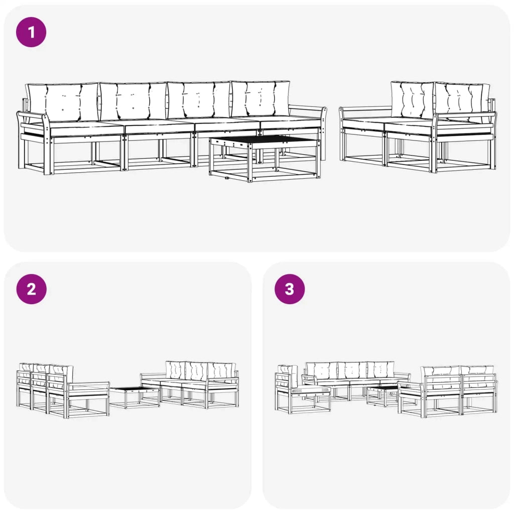 Set di divani da esterno 6 pz Bianco e Antracite 3386096