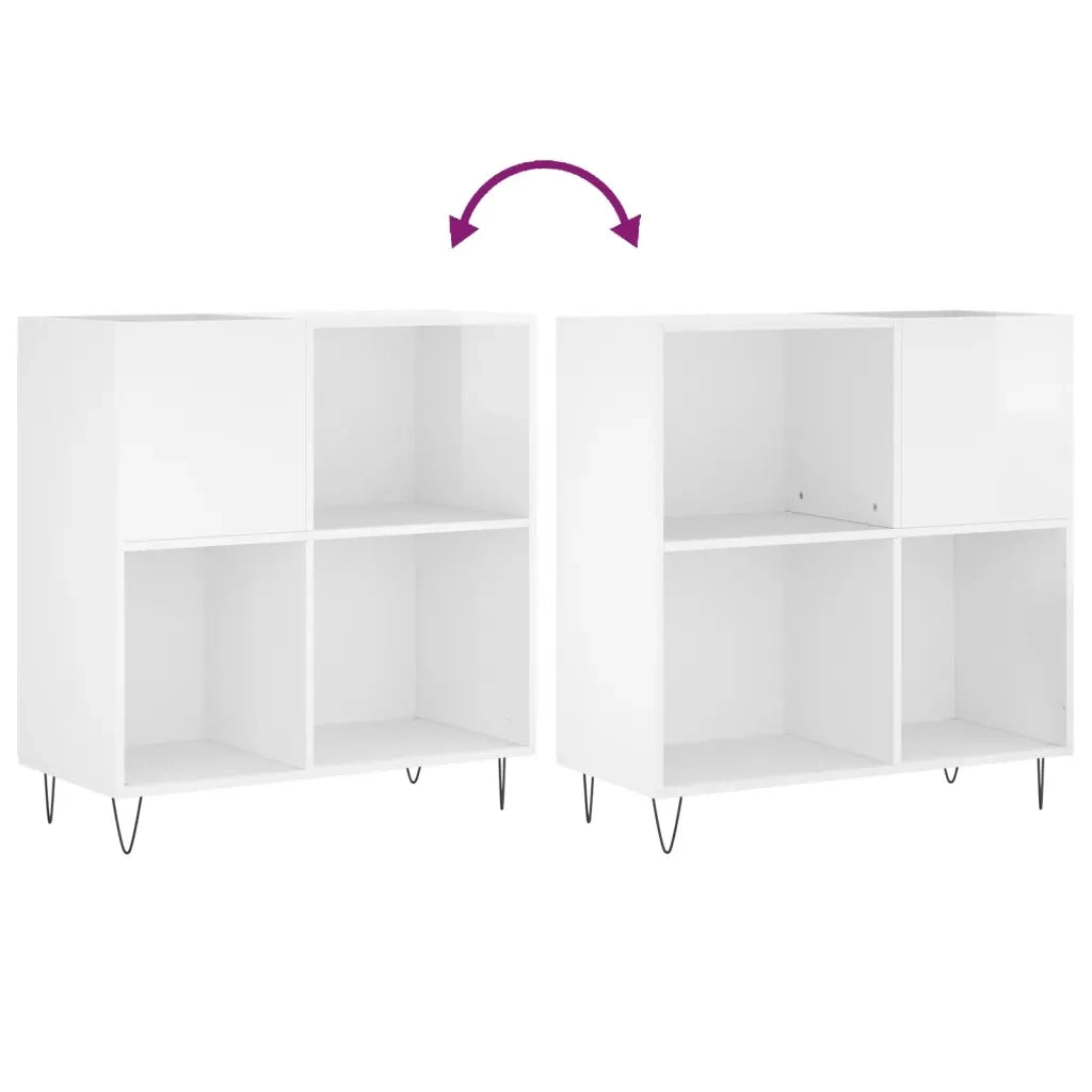 Mobile Porta Dischi Bianco Lucido 84,5x38x89 Legno Multistrato 831774
