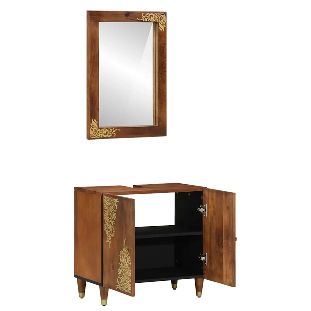 Set di Armadi da Bagno Montaggio a parete 2 pcs Marrone miele