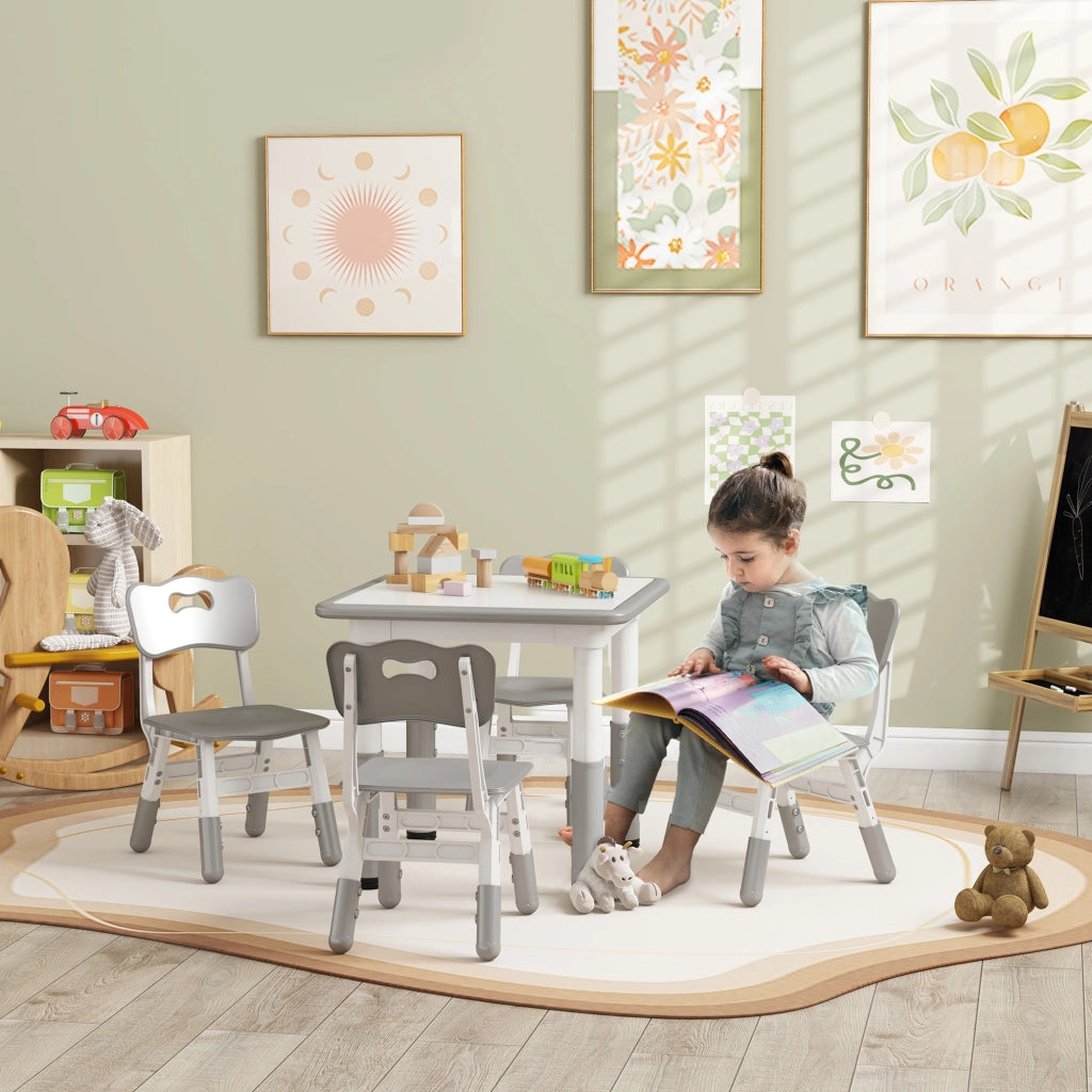 Set tavolo e sedie bambini regolabile ¨C Xylo ¨C 5 pezzi grigio