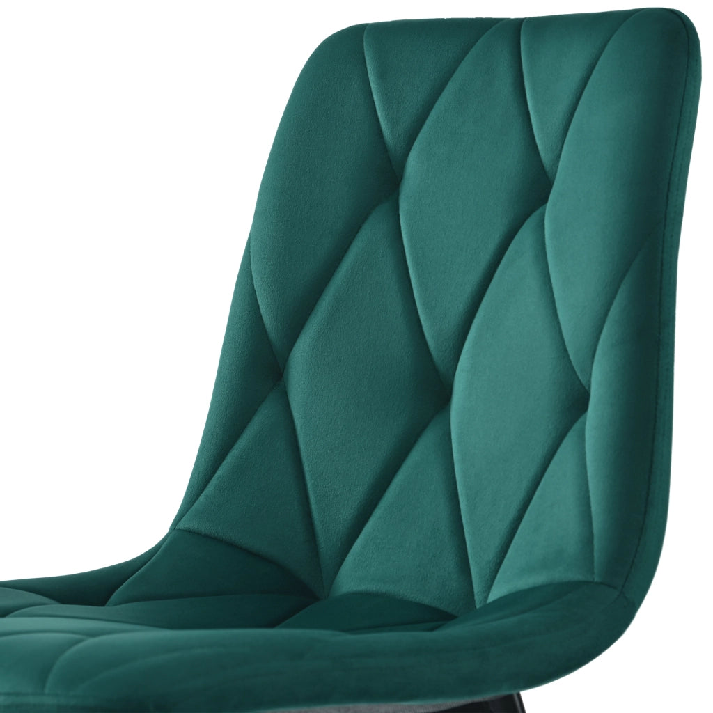 Sedia da pranzo (4 pezzi), verde scuro, set di 4 sedie imbottite di design, sedia da pranzo in velluto twill, sedia da cucina con schienale, seduta in