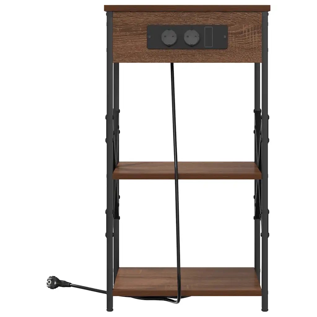 Comodino | Armadio da Notte | Mobiletto da notte con lo scaffale Rovere Marrone 41 x 31 x 76 cm
