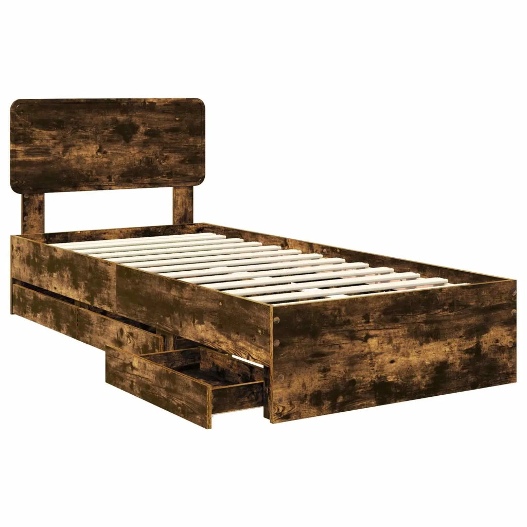 Letto singolo | Letto per adulti | Struttura del letto Quercia Affumicata 100 x 200 cm