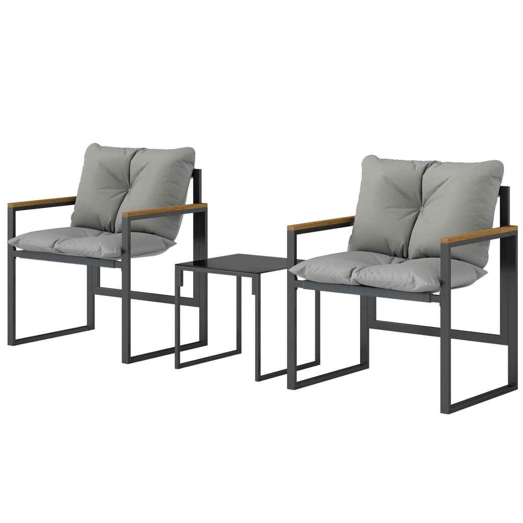 Set divano giardino 3 pezzi 2 posti con tavolino e cuscini ¨C zephmum ¨C grigio