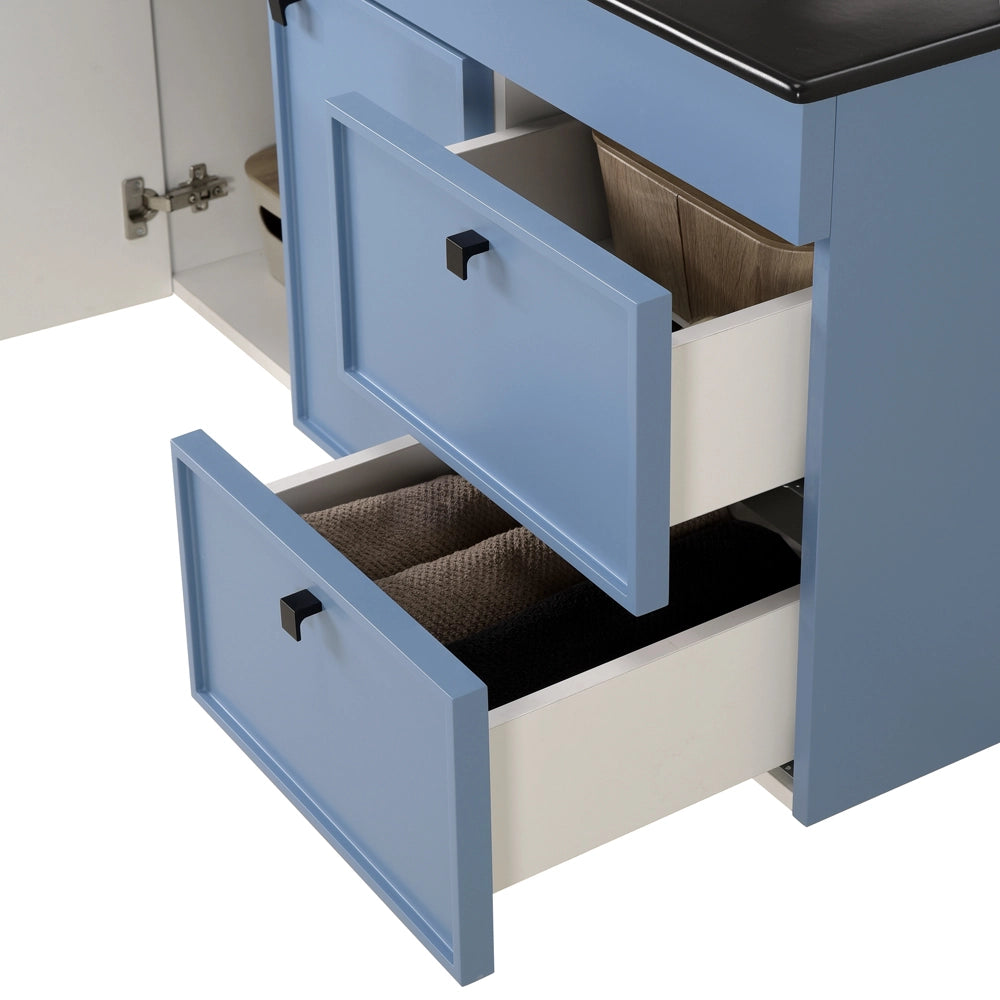 Mobile bagno sospeso 100cm azzurro opaco con specchio e lavabo Craft