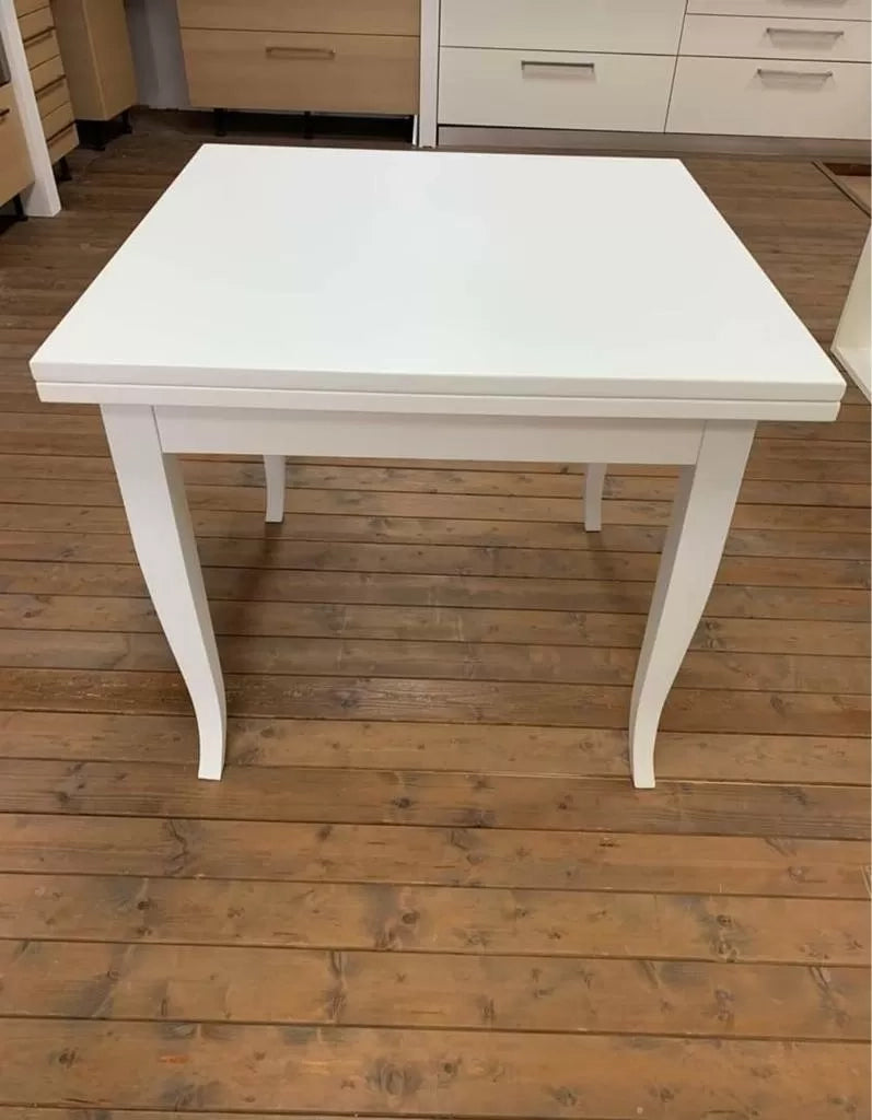 Tavolo con allunghe 90x90 libro bianco opaco (747) - Mobili 2G