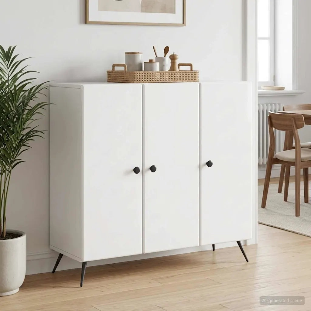 Credenza Bianco Lucido 89 x 34,5 x 80 cm Legno ingegnerizzato 895569