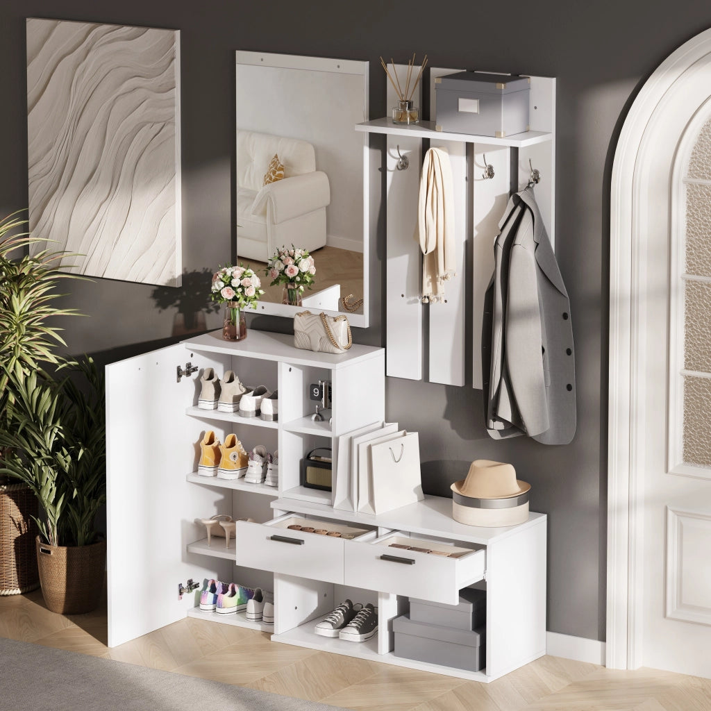 ARMADIO INGRESSO con specchio 120 x 35 x 175,5 cm bianco MDF