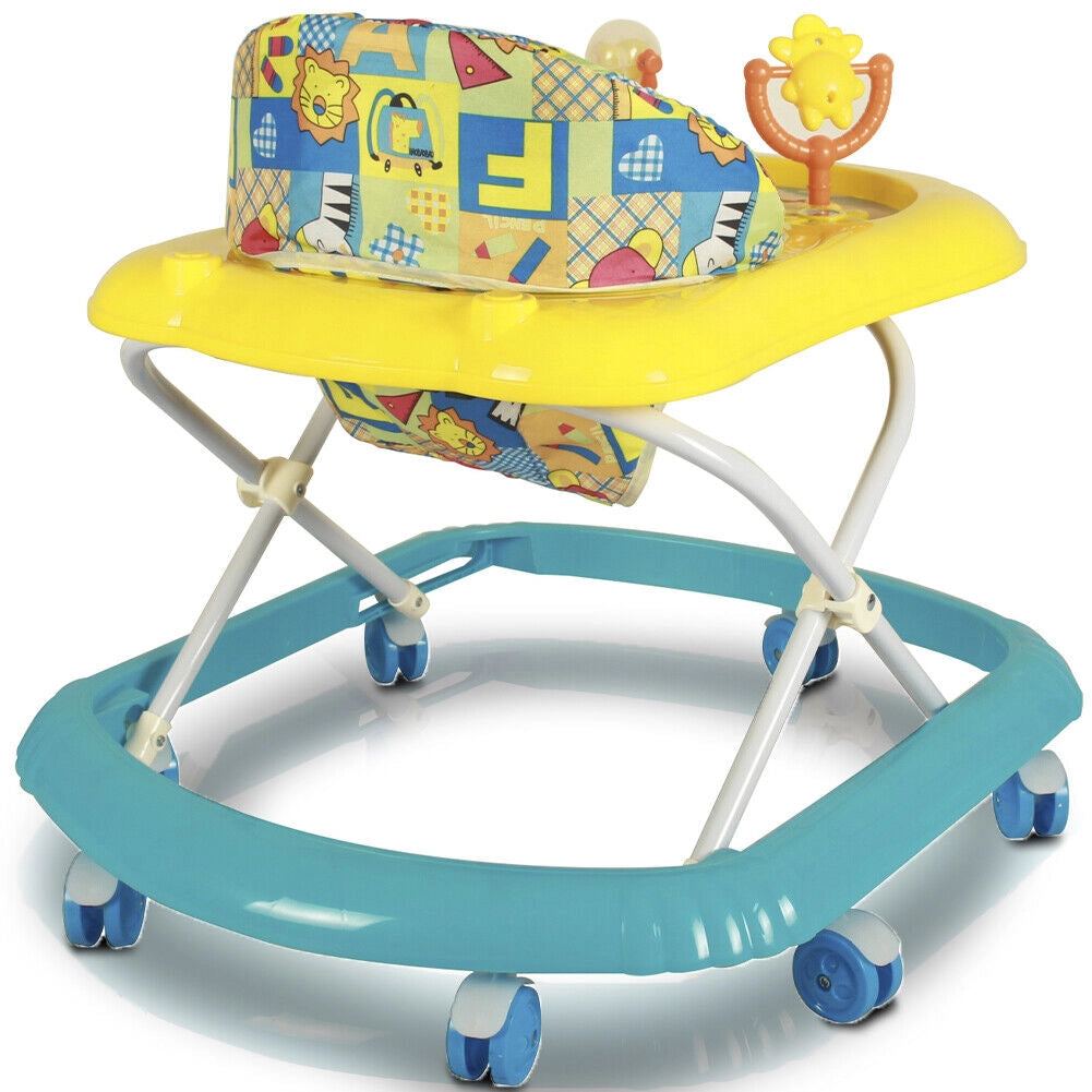 Girello Bambini Wizy Happy per Primi Passi con Chiusura Salvaspazio e Console Gioco -Blu