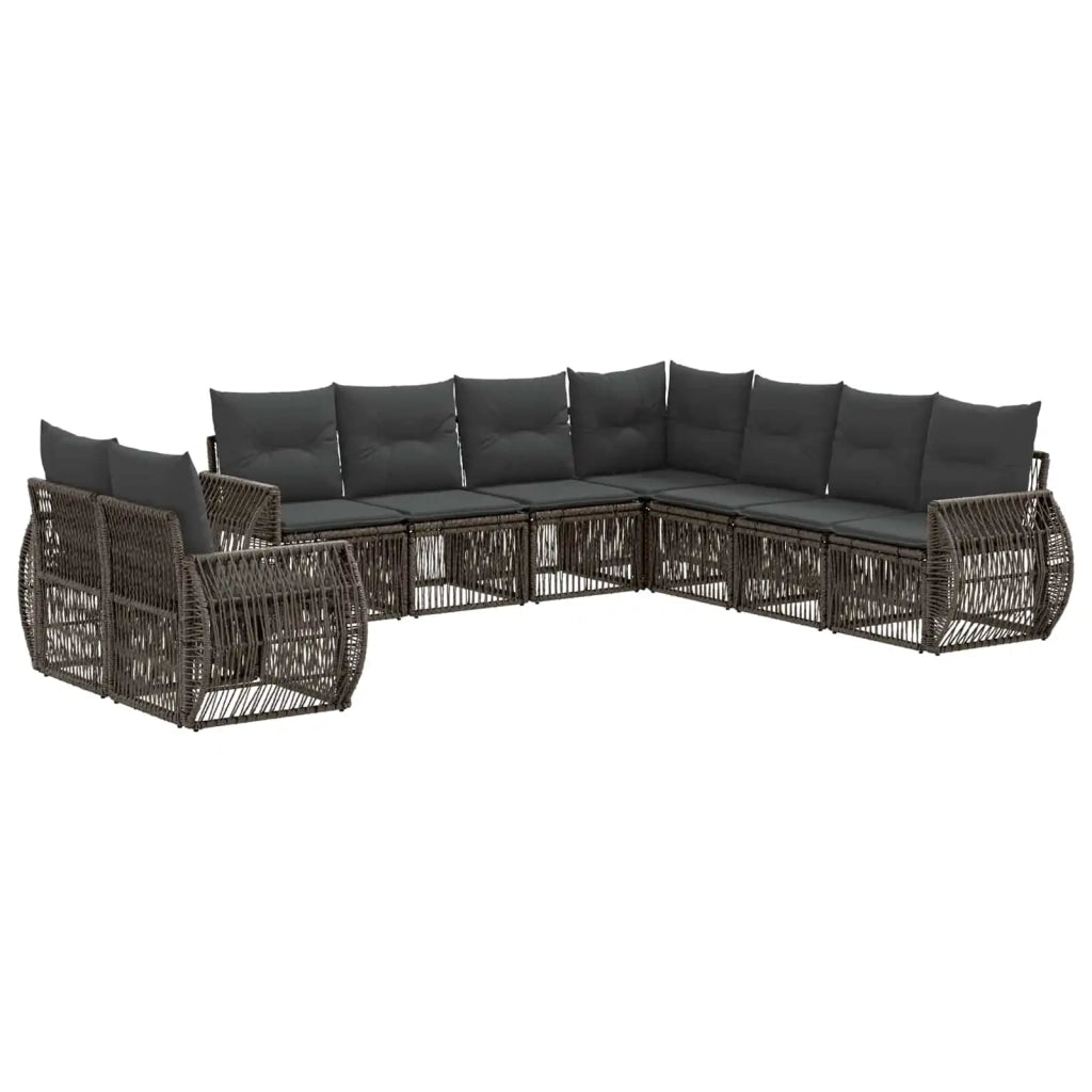 Set Divano da Giardino 9 pz Grigio e Grigio Scuro polyrattan 3435458